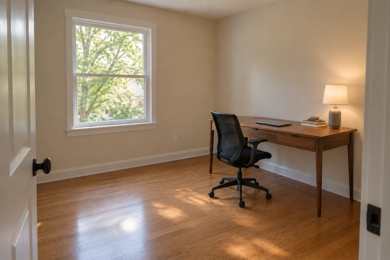 Your home office with the walnut desk you want to keep